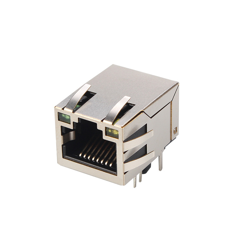 RJ45带变压器带灯带弹 90度 屏蔽